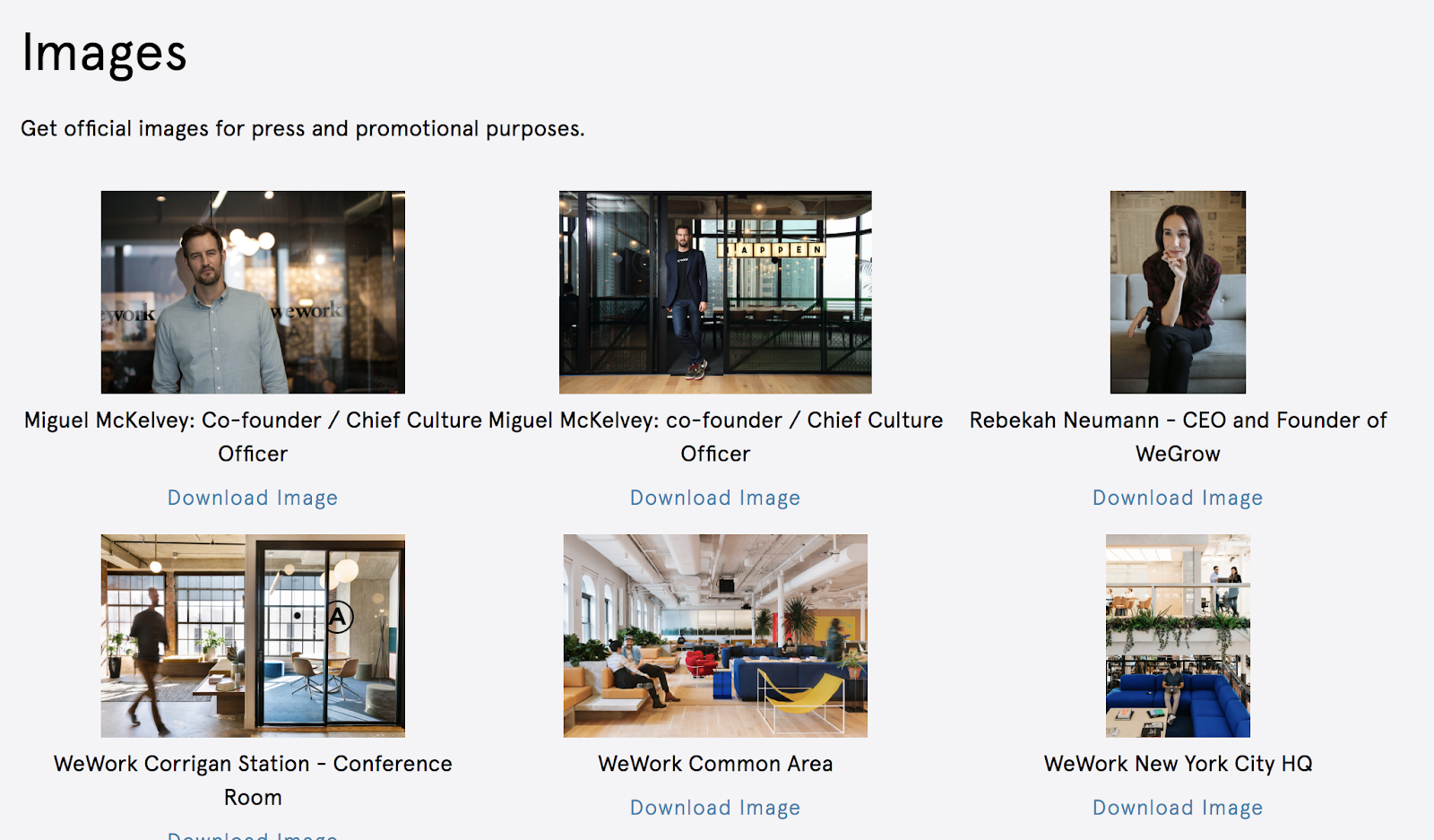 WeWork Press Page