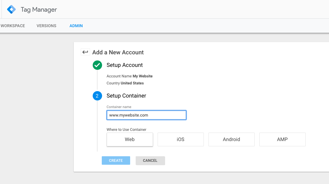 Set up Google Tag Manager container