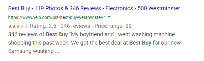 Best Buy Reviews Snippet