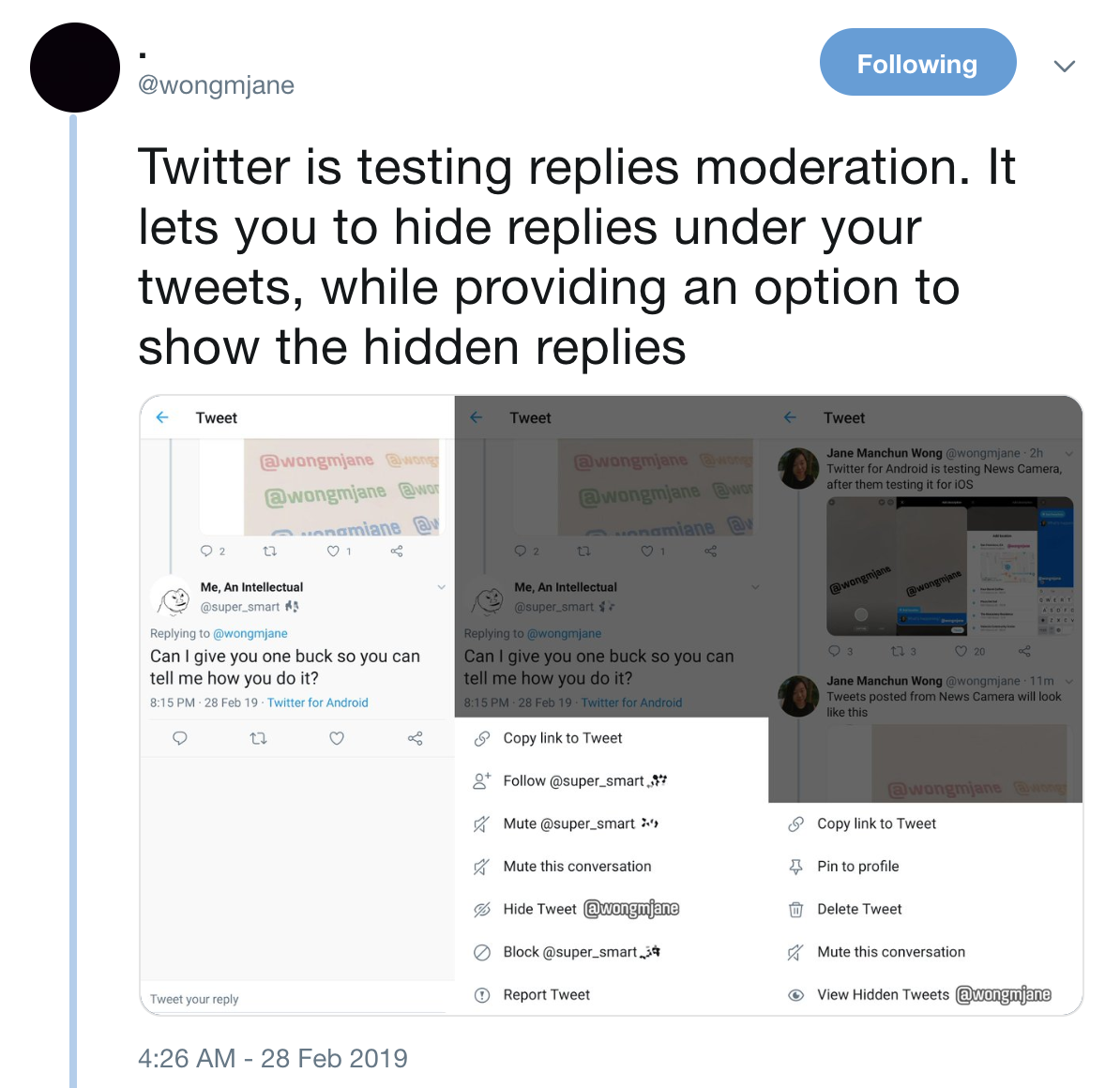 Twitter pour permettre aux utilisateurs de masquer les réponses à leurs tweets