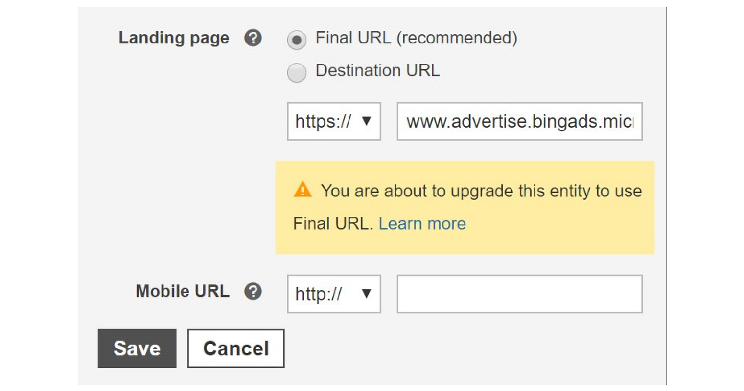 Bing Ads Will No Longer Serve Entities With Destination URLs By the End of 2019