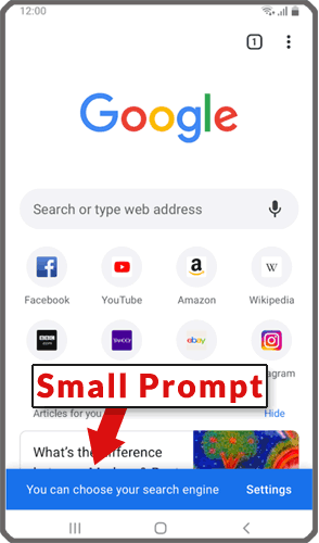 Screenshot of an example of how the Android choice prompt will look