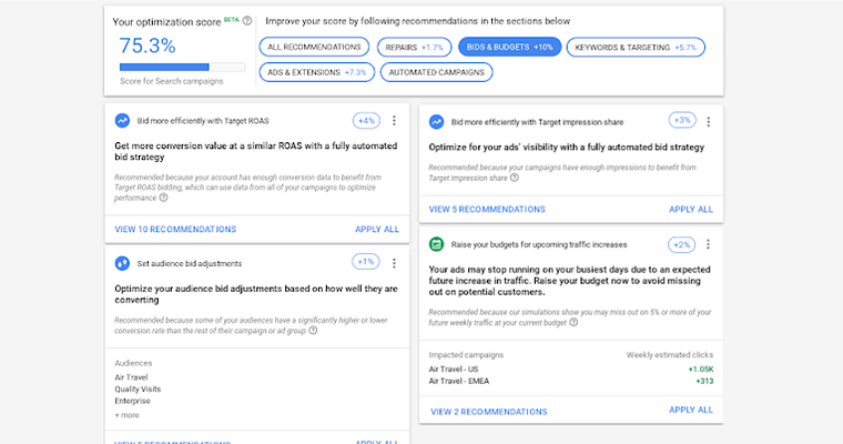 Google Ads Offers New Recommendations to Improve Optimization Score