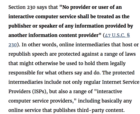 Section 230 of the Communications Decency Act 47