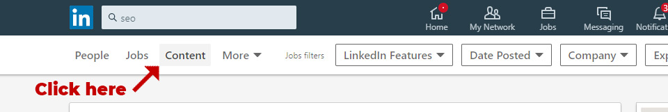 LinkedIn search by content - Step 1