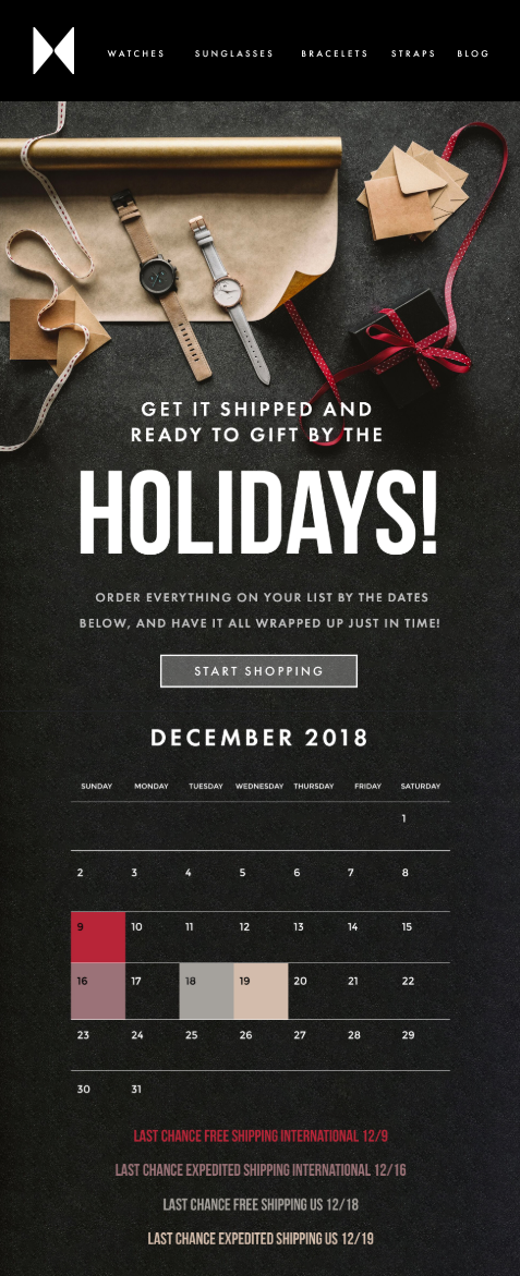 shipping deadline email