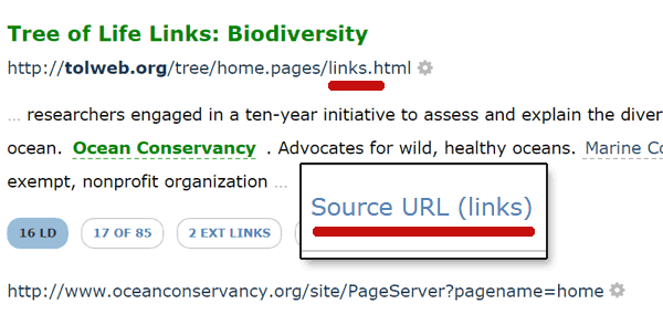 Screenshot of Majestic link research tool context search abilities 