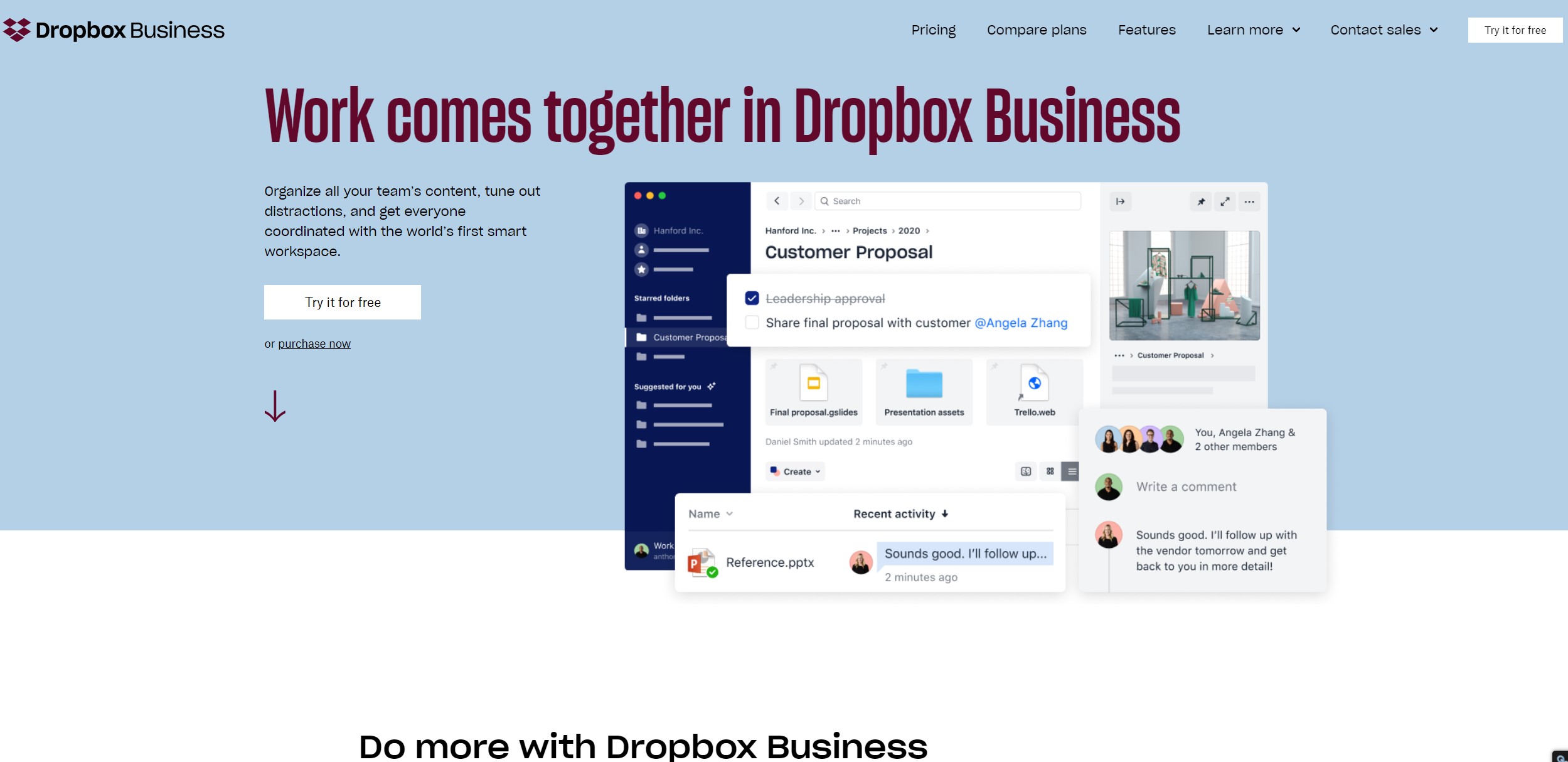 Dropbox home page
