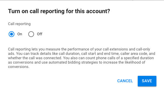 Turn On Call Reporting