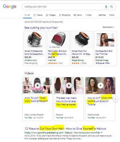cutting your own hair google query