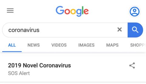 谷歌针对与冠状病毒相关的搜索启动 SOS 警报