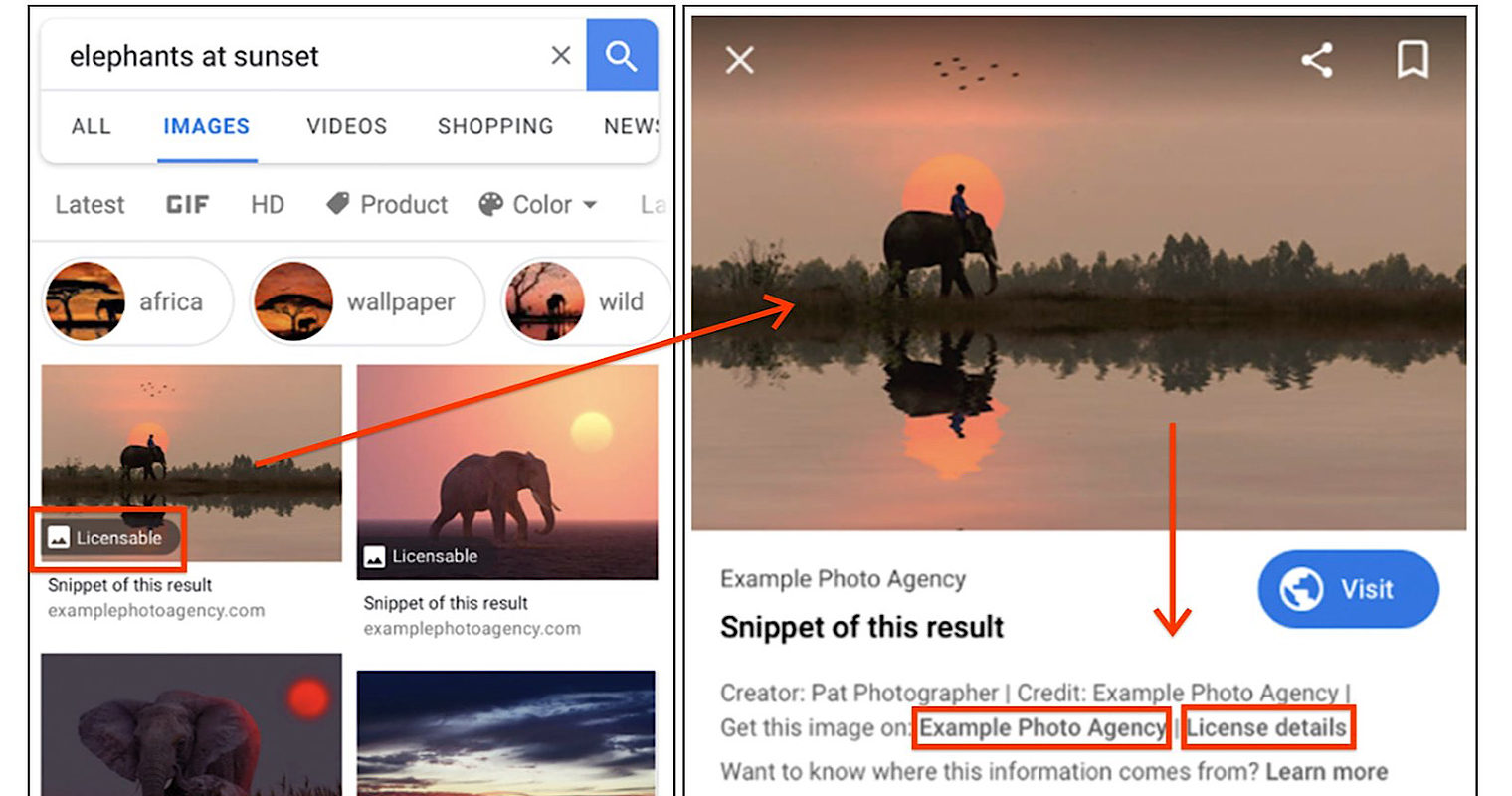 Google to Highlight Image Licensing Information in Image Search Results