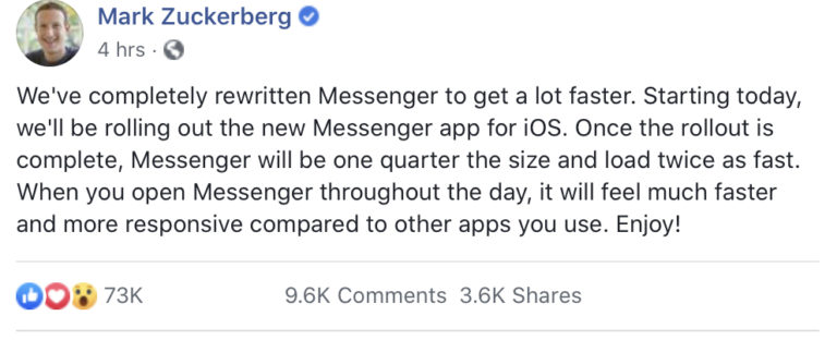 Facebook 正在推出更快、更简单的 Messenger 版本