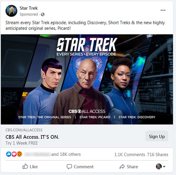 Screenshot of a Facebook ad