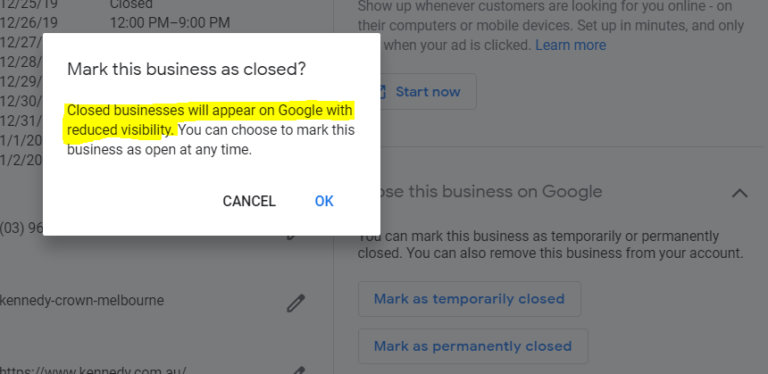 Google：将企业标记为“暂时关闭”不会影响排名