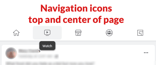 Navigation icons top and center of page