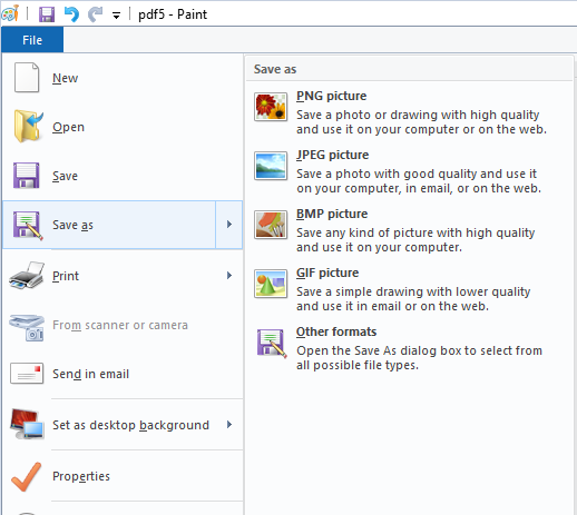 save as file types in Microsoft Paint