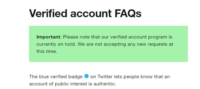 Twitter verification on hold