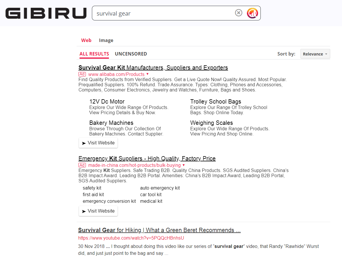 Gibiru search engine