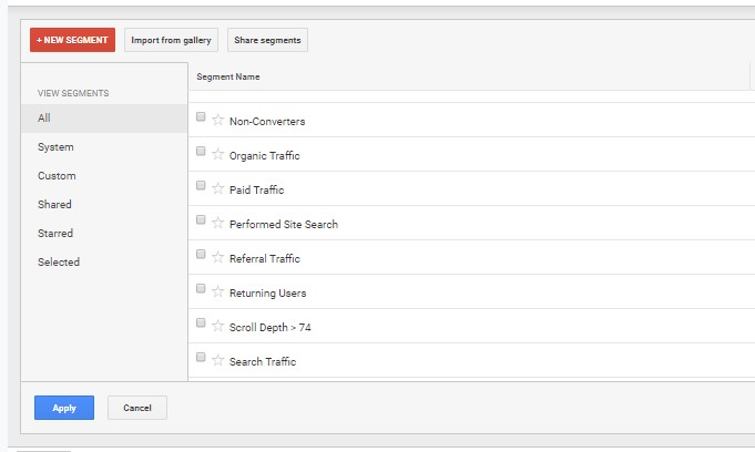 Custom Google Analytics Segments