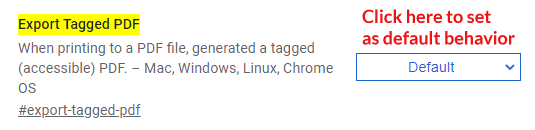 Screenshot of Chrome Tagged PDF Setting