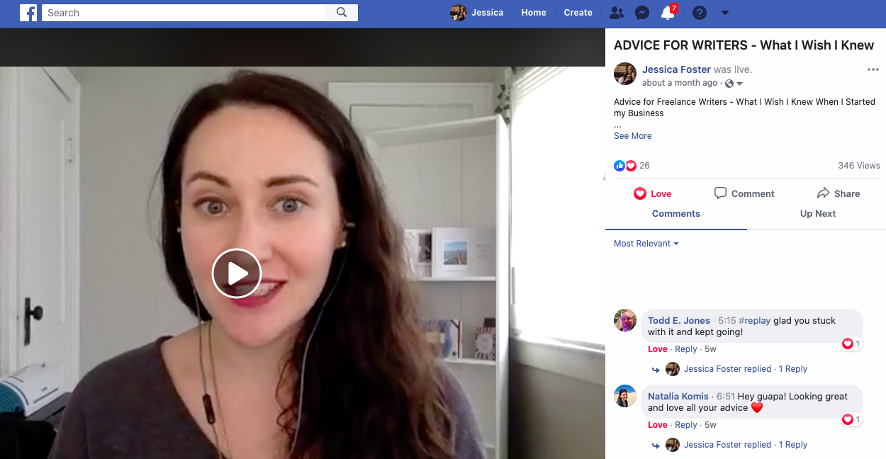 Screenshot of Facebook Live video