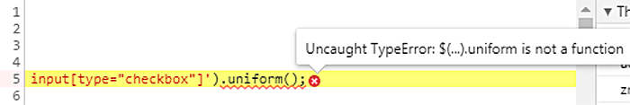 Capture d'écran d'une erreur JavaScript signalée