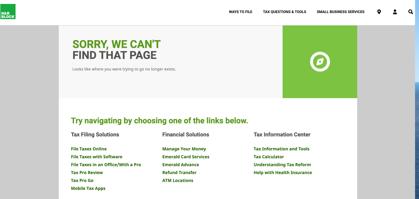 h&r block 404 page