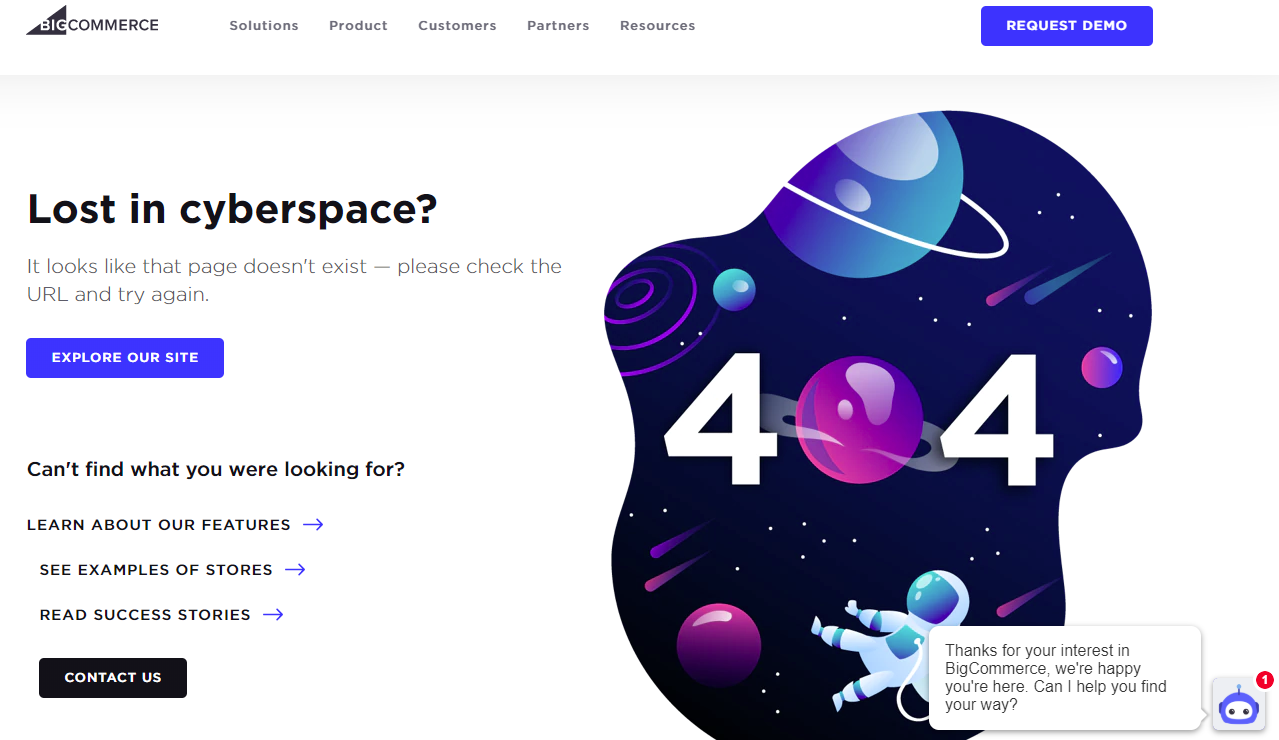 404 page bigcommerce