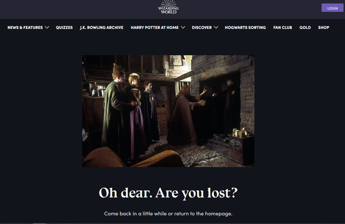 404 page wizarding world