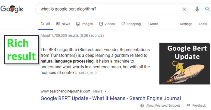 Screenshot of a rich result in Google's search results