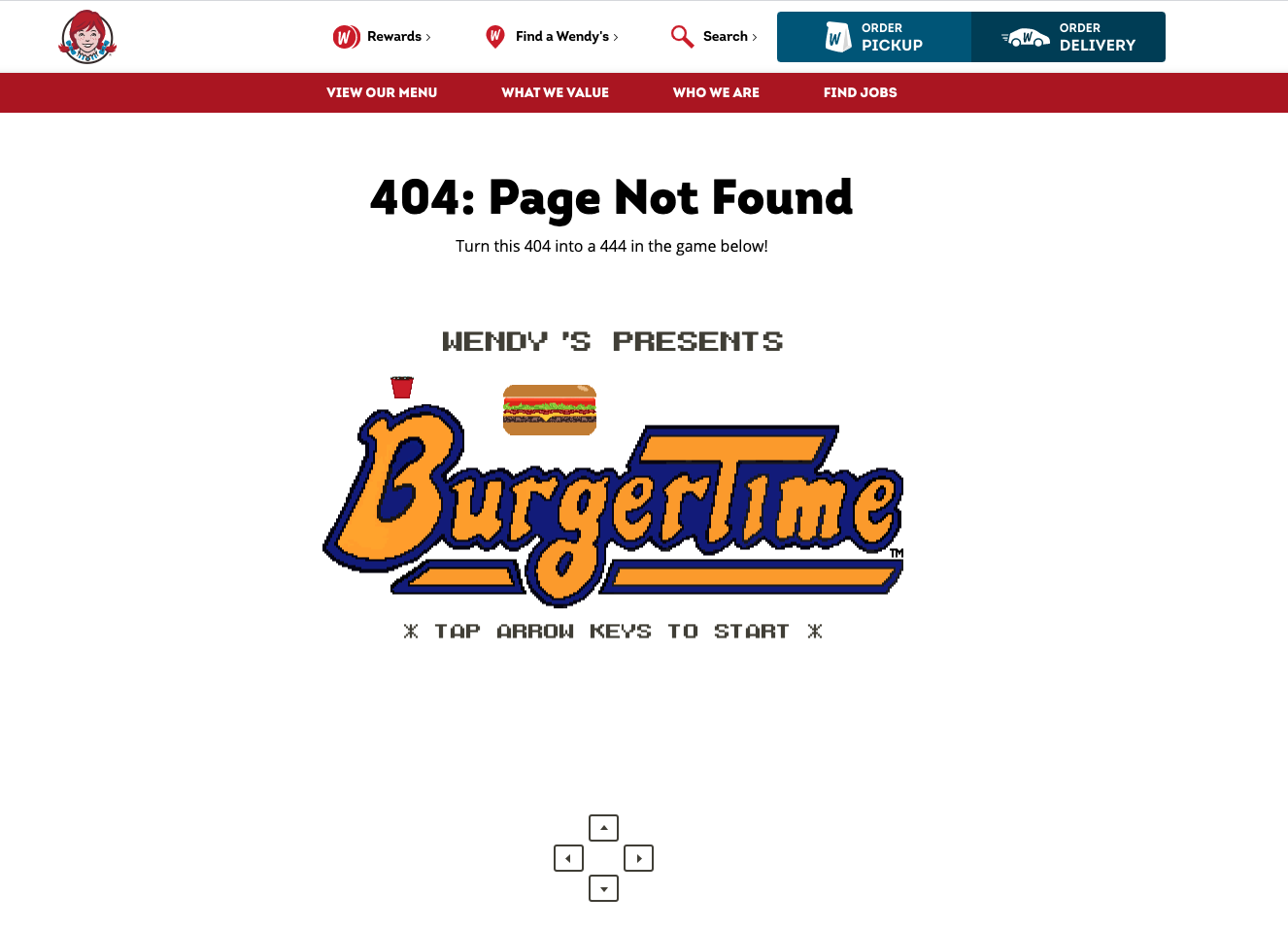 wendys 404 page