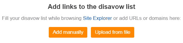 Screenshot of the disavow tool in Ahrefs Webmaster Tools
