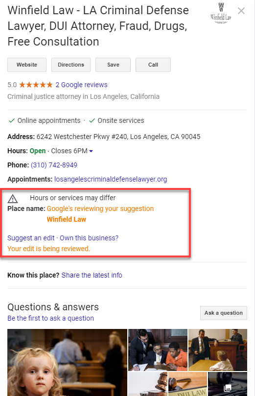 Google Reviews Suggested Edits