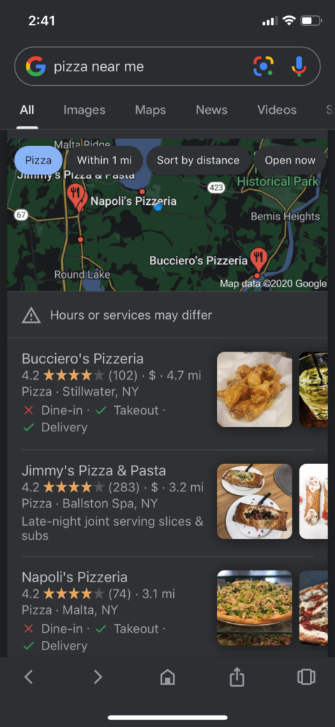 Google Maps screenshot on a mobile iPhone