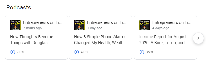 podcasts in search results