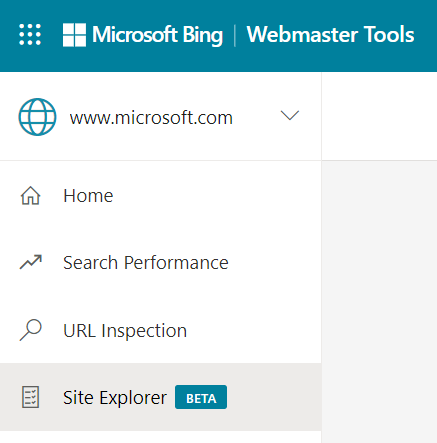 Site Explorer - منوی Bing Webmaster Tools