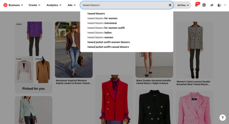 Keyword modifiers for "tweed blazers"