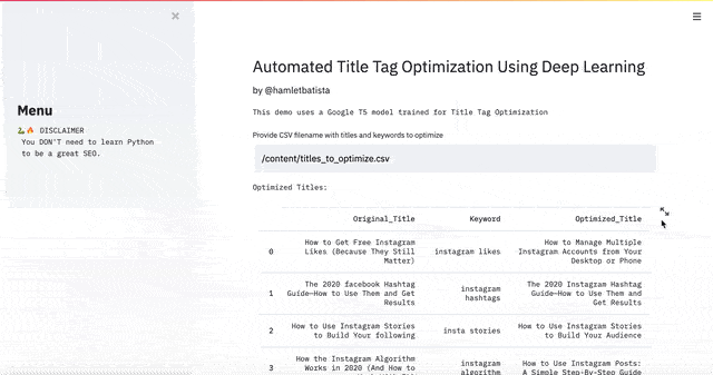 Automated Title Tag Optimization Using Deep Learning
