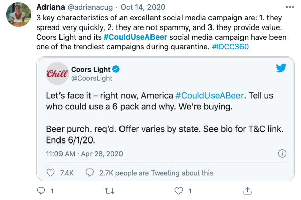 Coors Light's #CouldUseABeer یکی از بهترین کمپین های رسانه های اجتماعی در سال بود.