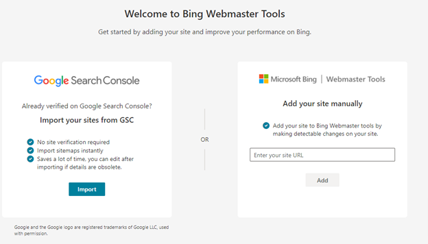 Bing Webmaster Tools.