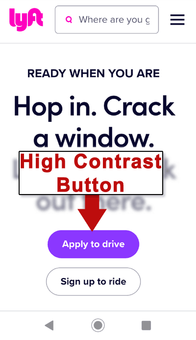 Captura de pantalla del botón de alto contraste