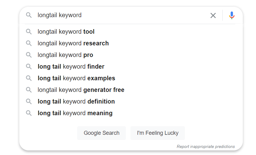 Search predictive suggestions.