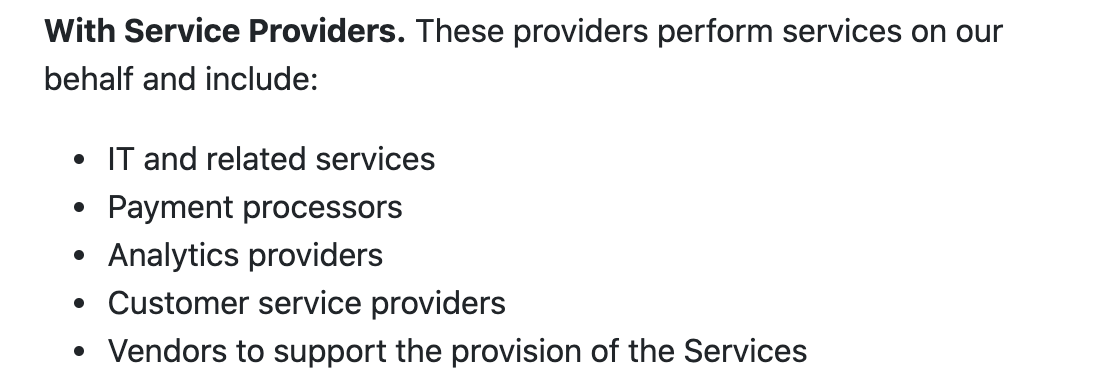 What Neeva shares with service providers