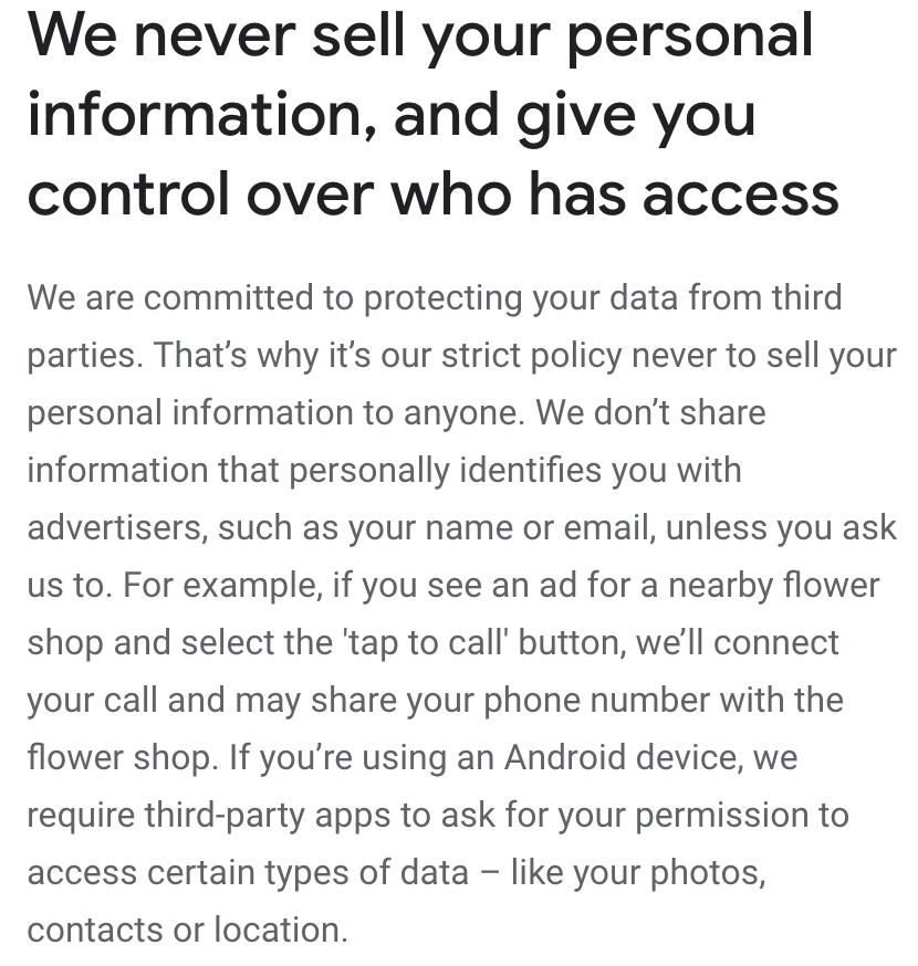 What Google does with your data