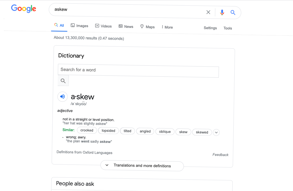 How to trigger this Easter Egg: Type [askew] into Google.