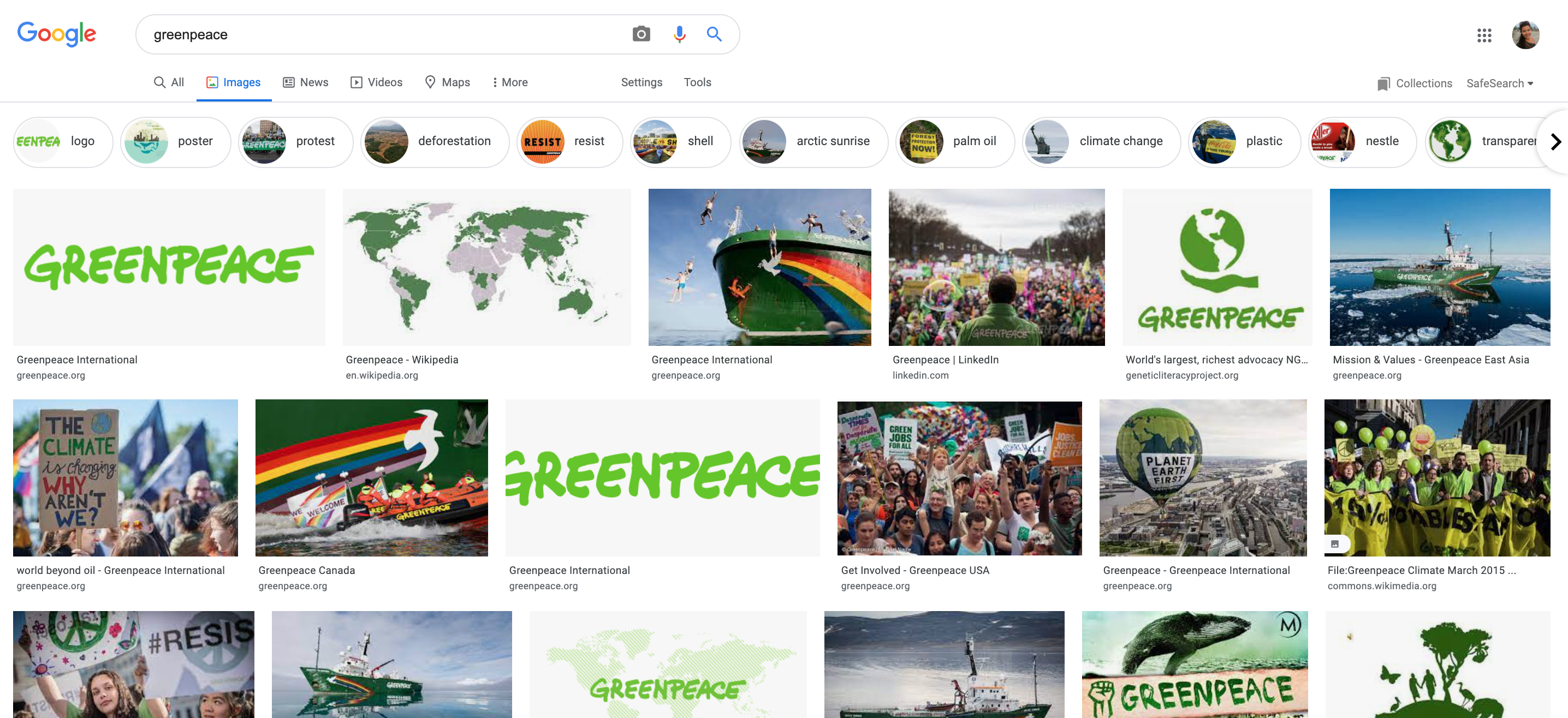 Greenpeace Google image results.