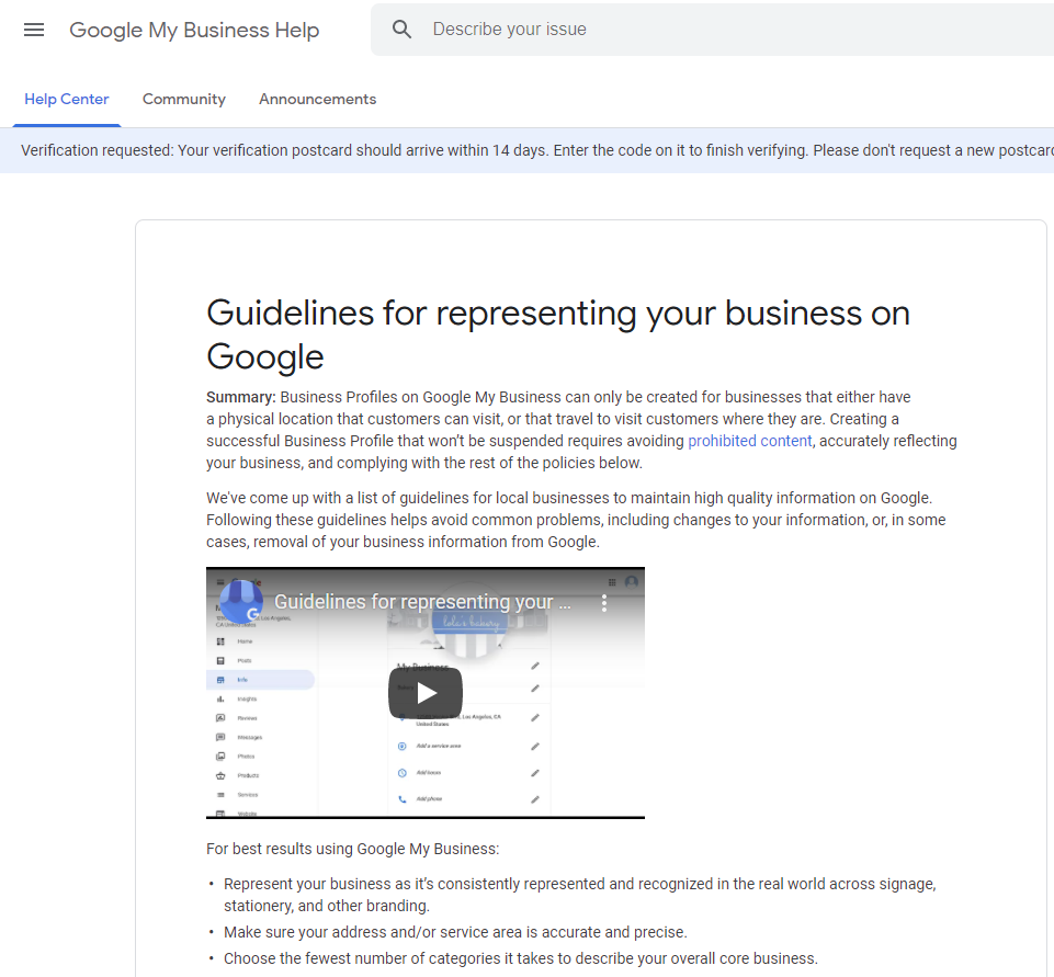 Guidelines for Representing Your Business On Google.