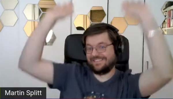 Screenshot of Martin Splitt celebrating success