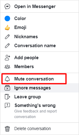Como silenciar conversas no Facebook.